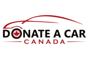 Logo for Donate A Car Canada featuring a stylized car silhouette and a maple leaf.